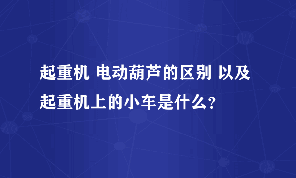 起重机 电动葫芦的区别 以及起重机上的小车是什么？