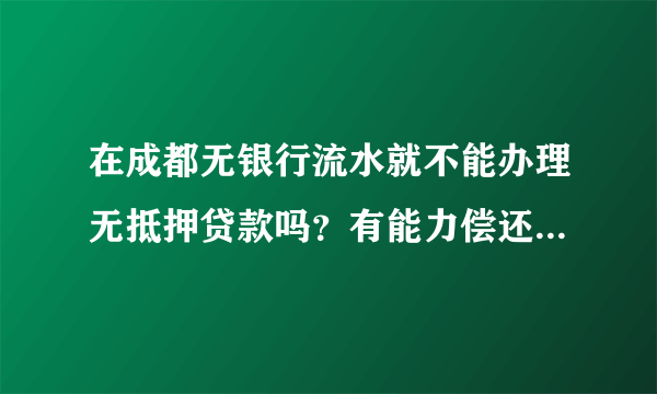 在成都无银行流水就不能办理无抵押贷款吗？有能力偿还也不行吗？