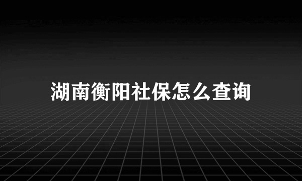 湖南衡阳社保怎么查询