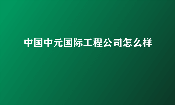 中国中元国际工程公司怎么样