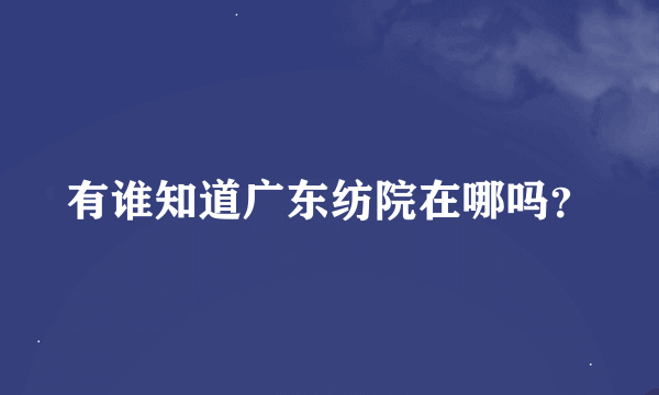 有谁知道广东纺院在哪吗？