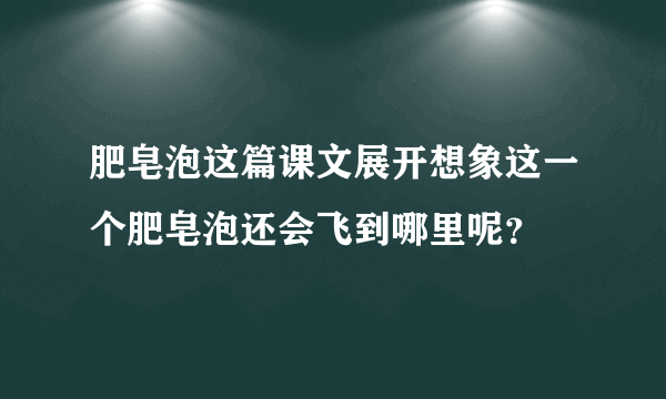 肥皂泡这篇课文展开想象这一个肥皂泡还会飞到哪里呢？