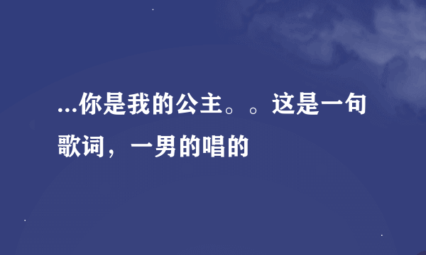 ...你是我的公主。。这是一句歌词，一男的唱的