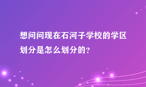 想问问现在石河子学校的学区划分是怎么划分的？