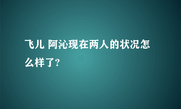 飞儿 阿沁现在两人的状况怎么样了?