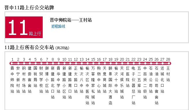 榆次11路公交路线