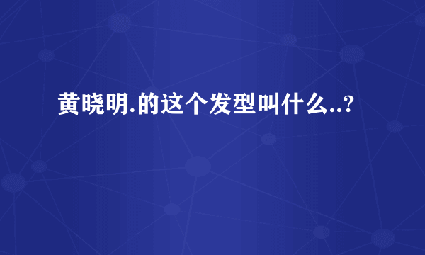 黄晓明.的这个发型叫什么..?