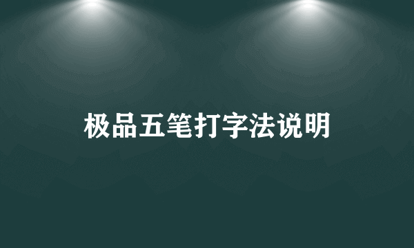 极品五笔打字法说明