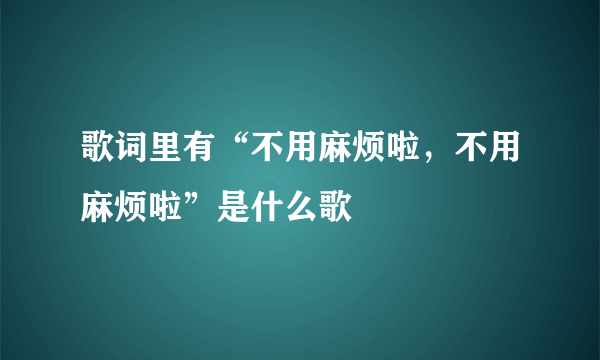 歌词里有“不用麻烦啦，不用麻烦啦”是什么歌