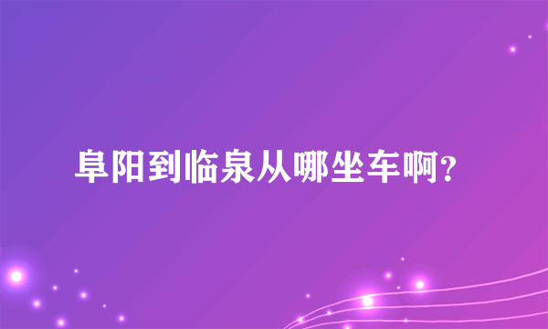 阜阳到临泉从哪坐车啊？