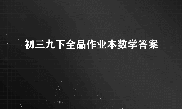 初三九下全品作业本数学答案