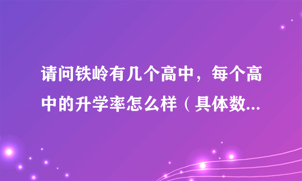 请问铁岭有几个高中，每个高中的升学率怎么样（具体数字最好）？越详细越好？