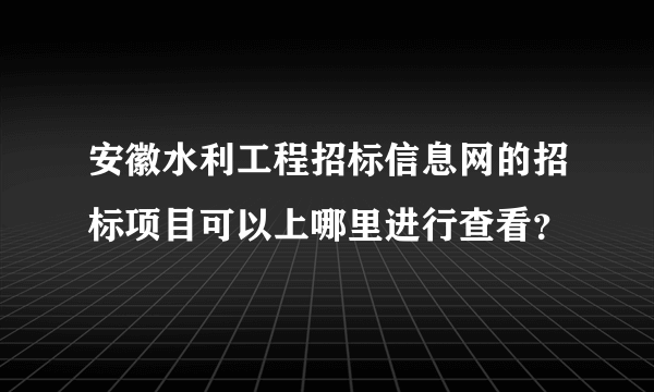 安徽水利工程招标信息网的招标项目可以上哪里进行查看？