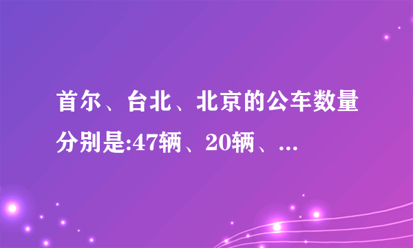 首尔、台北、北京的公车数量分别是:47辆、20辆、70万辆，真的假的