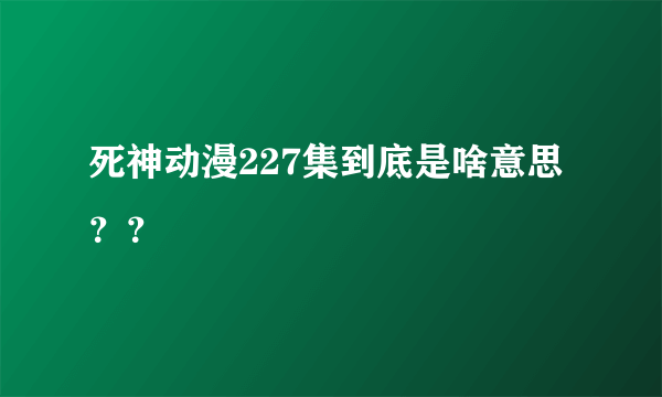 死神动漫227集到底是啥意思？？