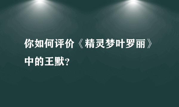 你如何评价《精灵梦叶罗丽》中的王默？