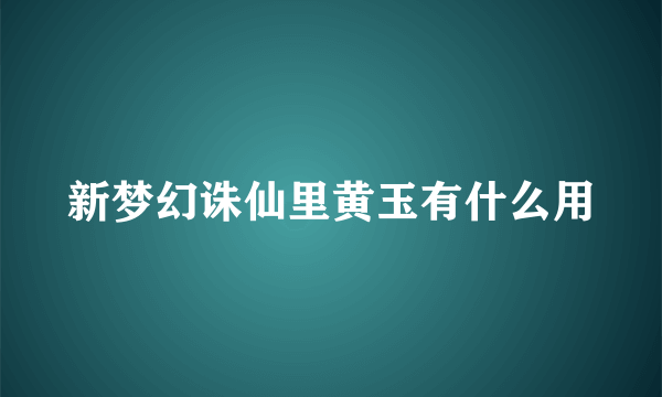 新梦幻诛仙里黄玉有什么用