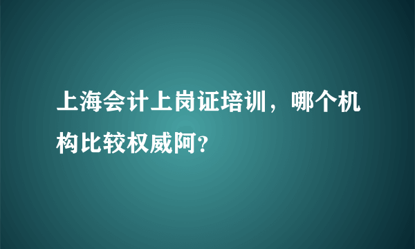 上海会计上岗证培训，哪个机构比较权威阿？