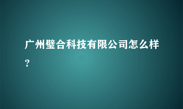 广州璧合科技有限公司怎么样？