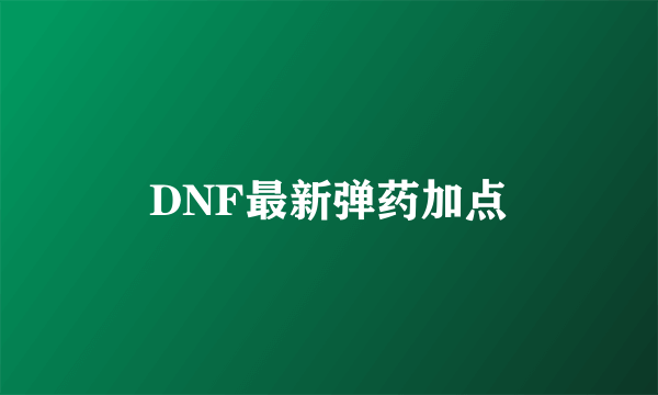 DNF最新弹药加点