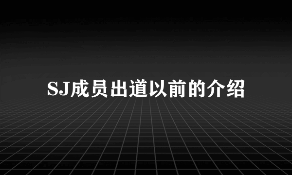 SJ成员出道以前的介绍