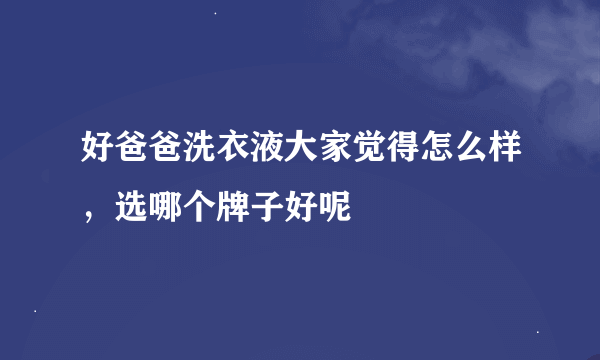 好爸爸洗衣液大家觉得怎么样，选哪个牌子好呢