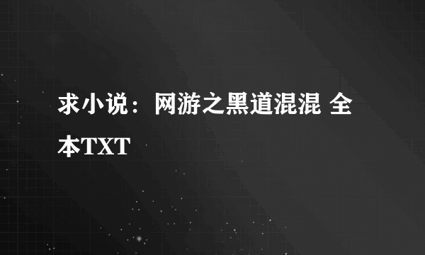 求小说：网游之黑道混混 全本TXT