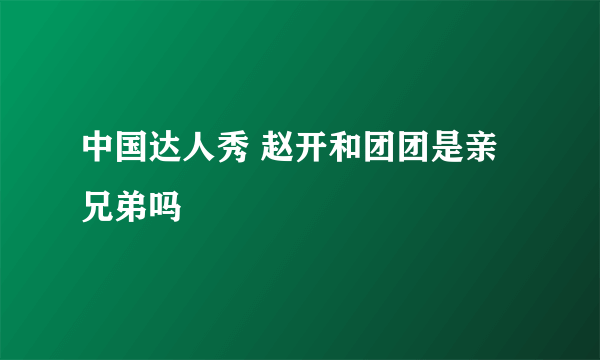 中国达人秀 赵开和团团是亲兄弟吗