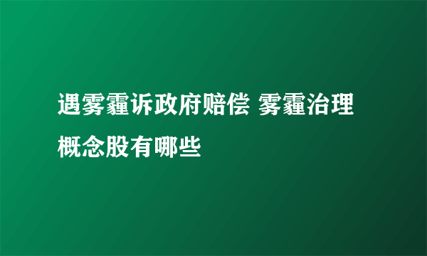 遇雾霾诉政府赔偿 雾霾治理概念股有哪些