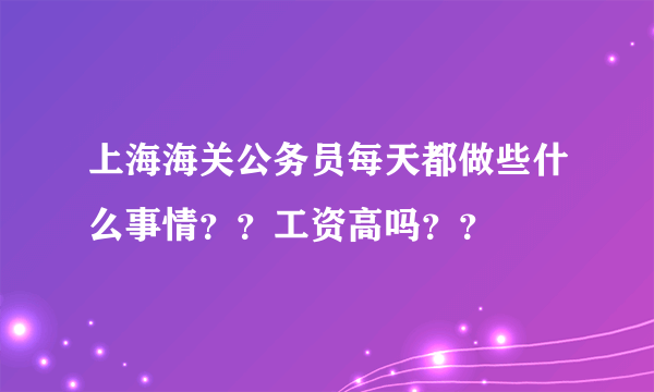 上海海关公务员每天都做些什么事情？？工资高吗？？