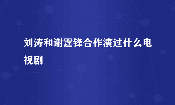 刘涛和谢霆锋合作演过什么电视剧