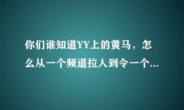 你们谁知道YY上的黄马，怎么从一个频道拉人到令一个频道？？？