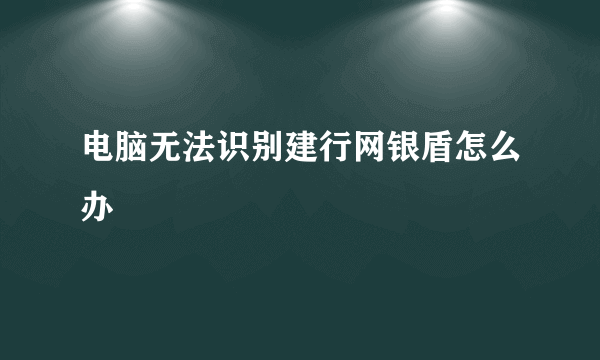 电脑无法识别建行网银盾怎么办