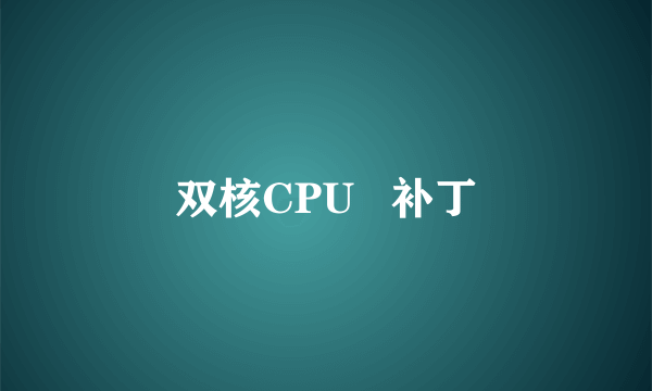 双核CPU   补丁