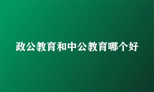 政公教育和中公教育哪个好