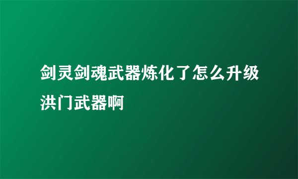 剑灵剑魂武器炼化了怎么升级洪门武器啊