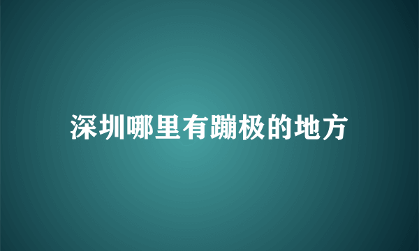 深圳哪里有蹦极的地方