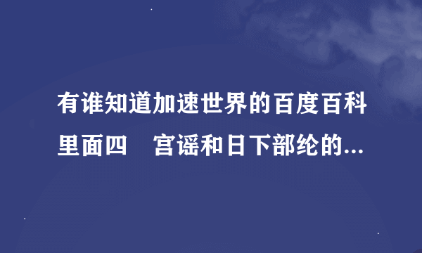 有谁知道加速世界的百度百科里面四埜宫谣和日下部纶的图是出自哪吗？