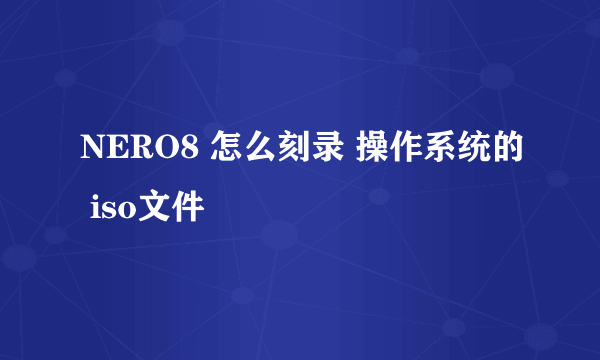 NERO8 怎么刻录 操作系统的 iso文件