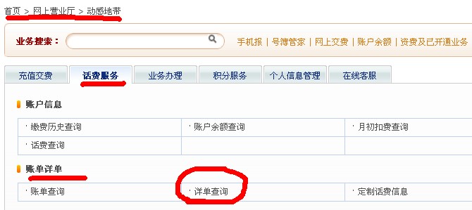 移动话费详单查询