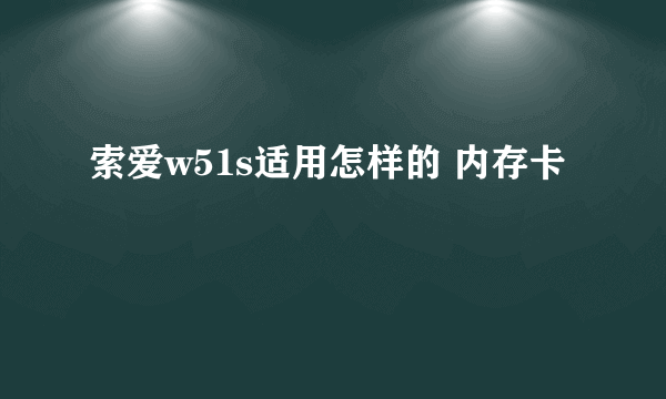 索爱w51s适用怎样的 内存卡