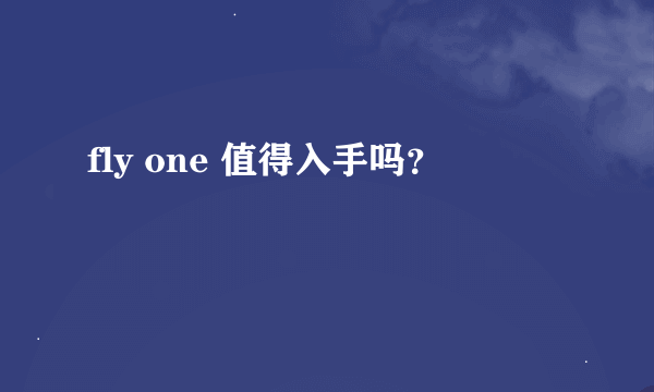 fly one 值得入手吗？