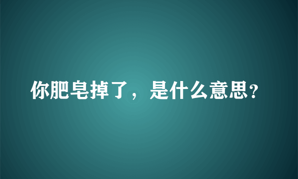 你肥皂掉了，是什么意思？