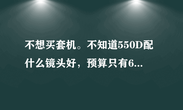 不想买套机。不知道550D配什么镜头好，预算只有6000块大洋。尼康的D3100配什么镜头好。两个二选一，新手