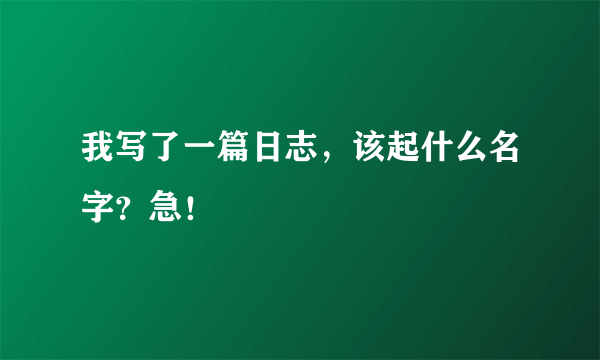 我写了一篇日志，该起什么名字？急！