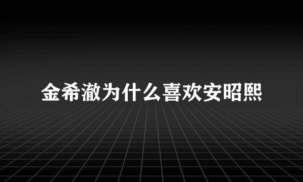 金希澈为什么喜欢安昭熙