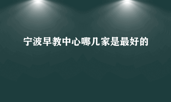 宁波早教中心哪几家是最好的