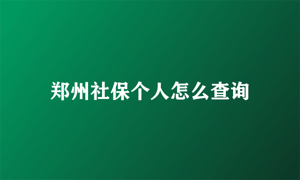 郑州社保个人怎么查询