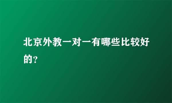 北京外教一对一有哪些比较好的？