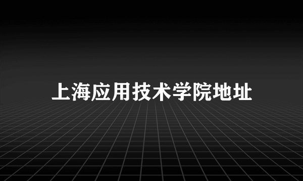 上海应用技术学院地址